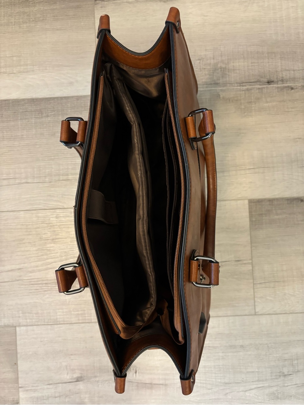 LOVEVOOK Brown Faux Leather Laptop Tote Work Bag USB Charging Port - Picture 8 of 12